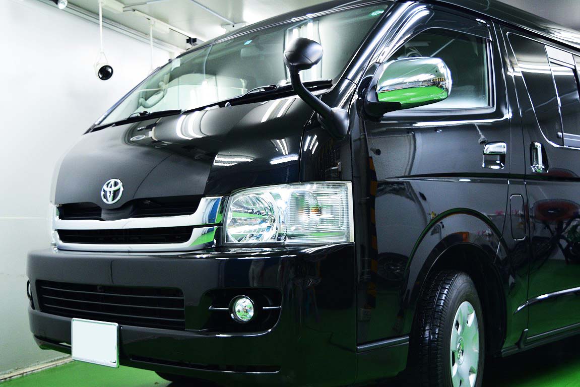 トヨタ ハイエース ブラックマイカ Pcx S7 お車のコーティング クリーニング 各種フィルム施工例 カービューティープロ札幌ドーム前