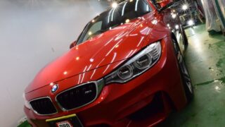 2025/6 BMW・M4（サキールオレンジ）カーボンルーフの水垢が取れない！PCX-V110撥水性低撥水ガラスコーティング千歳市より