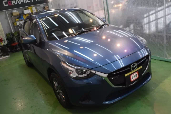 マツダ・デミオ　中古車を購入、しかし‥いったんリセット　PCX-S9低撥水ガラスコーティング江別市より　